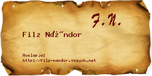 Filz Nándor névjegykártya
